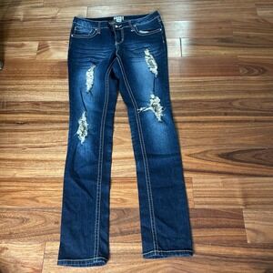 Mudd Dark Blue Distressed Skinny Jeans
